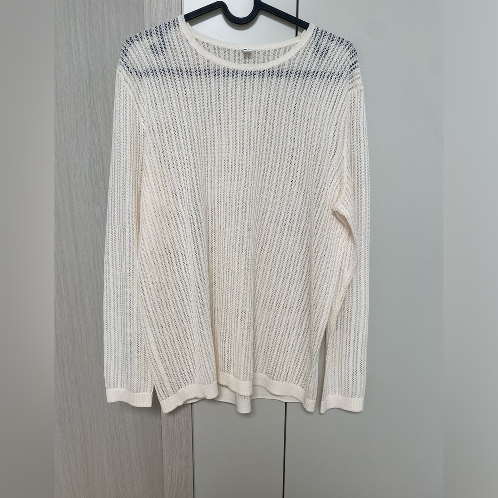 UNIQLO Eyelet Elegant Cream Sweater